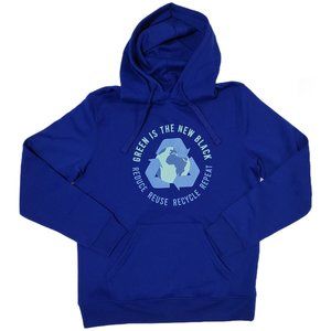 "Green is The New Black" Recycle Blue Pullover Hoodie